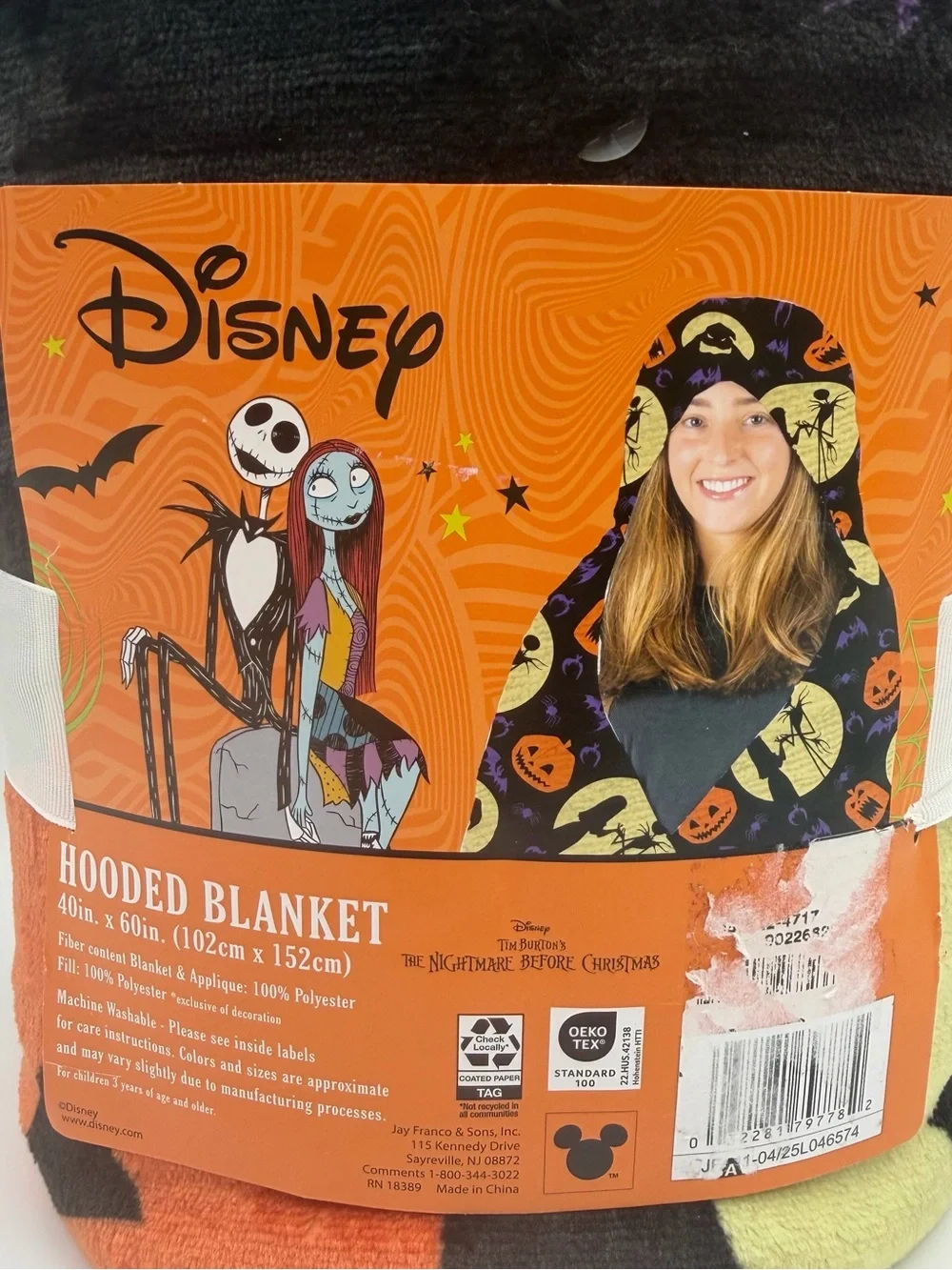 Disney Nightmare Before Christmas Hooded Blanket Plush Throw 40”x60” Halloween